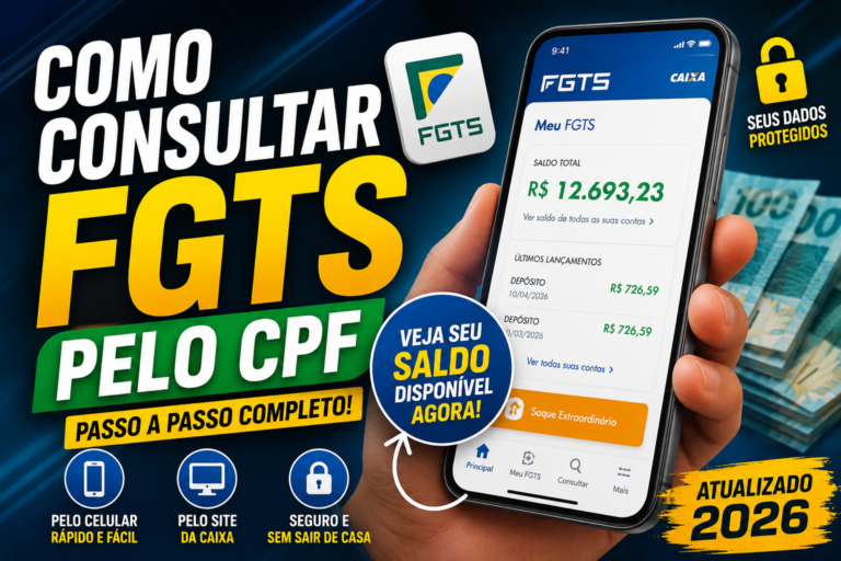 Como consultar FGTS pelo CPF em 2026: veja saldo, extrato e saque