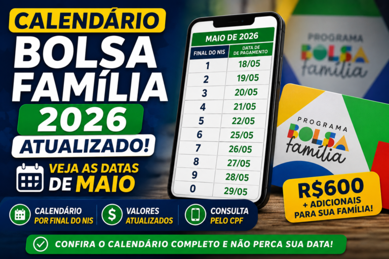 Calendário Bolsa Família 2026 Atualizado: veja datas de maio e valores