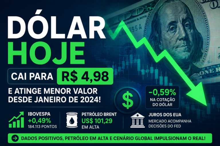 Dólar Hoje: moeda cai para R$ 4,98 e atinge menor valor desde 2024